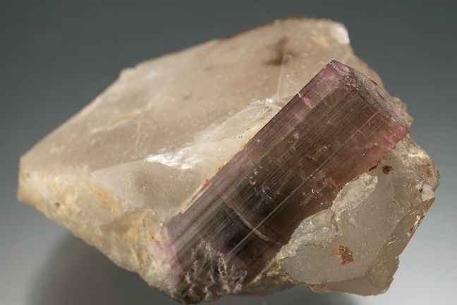 Elbaite(var. rubellite) on Quartz